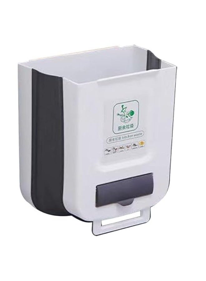 سلة مهملات قابلة للطي لسطح الطاولة مع حامل أكياس مخلفات محمولة للمطبخ والسيارة تثبت على الباب اللون: (ابيض- بيج) AR - Image 2