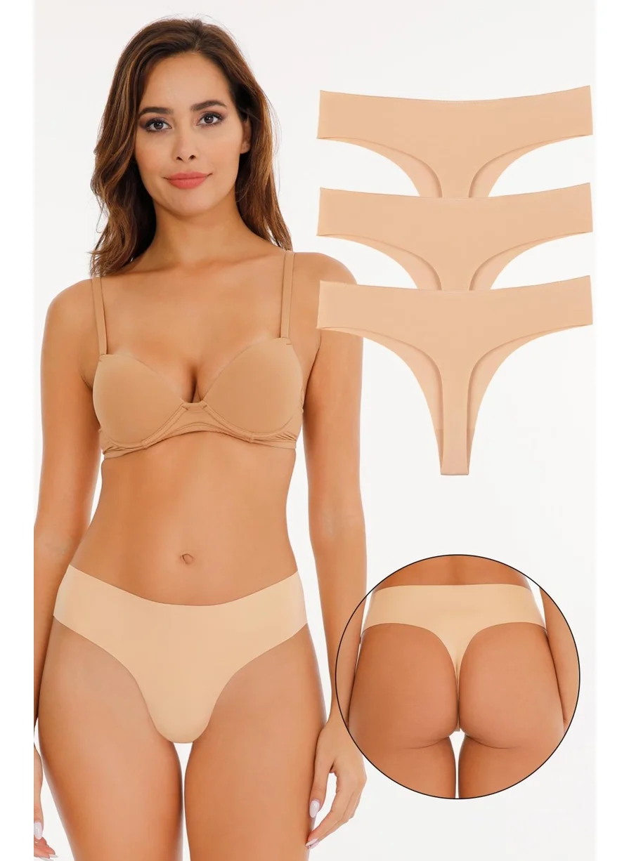 Sensu Women's Laser Cut Thong Panties 3 Pack Set KTS3067