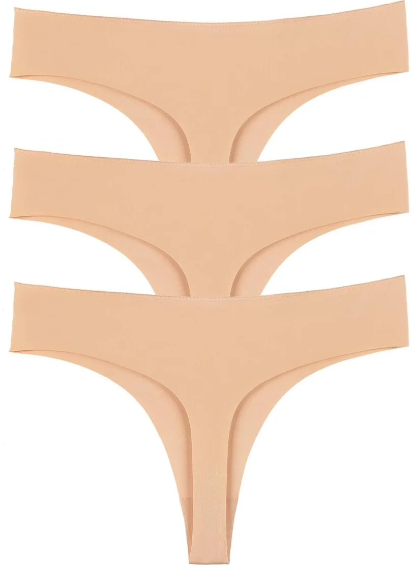 Sensu Women's Laser Cut Thong Panties 3 Pack Set KTS3067