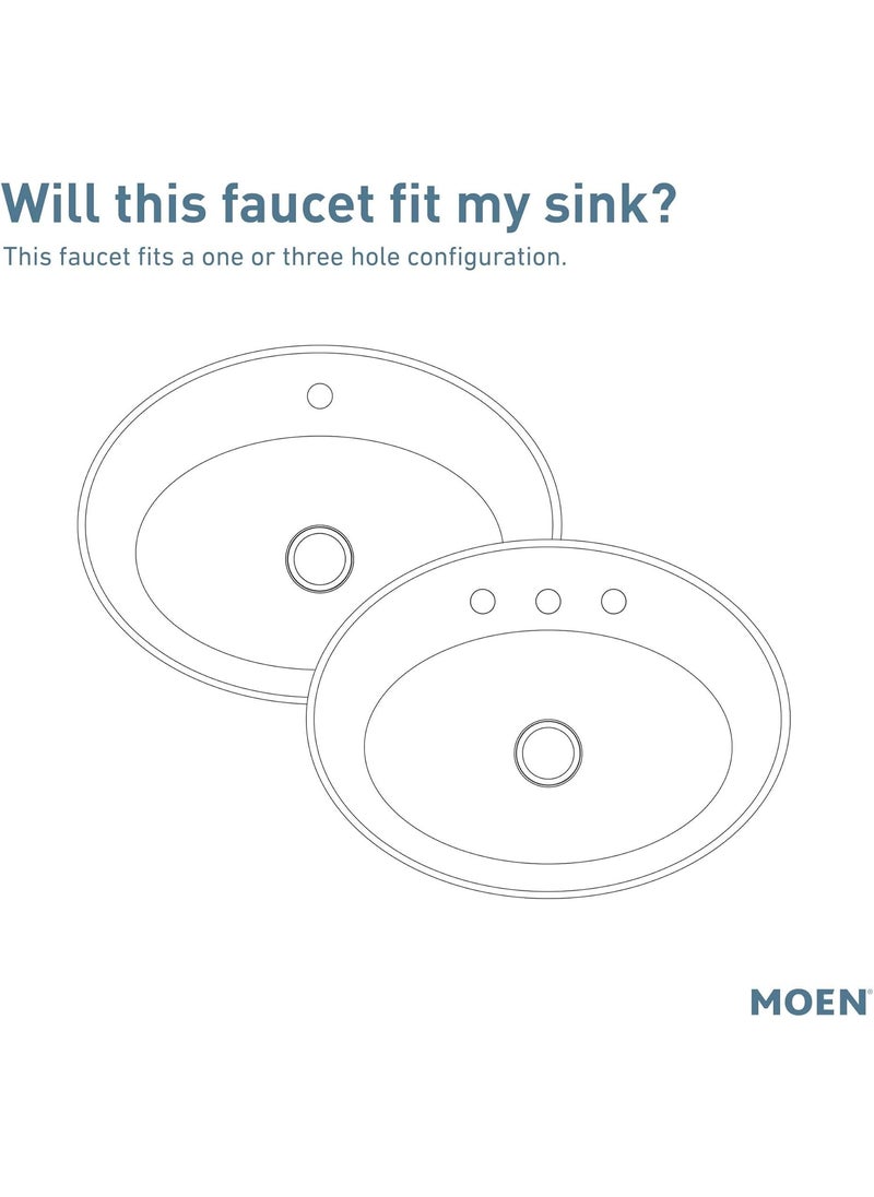 MOEN - Moen Revyl Matte Black OneHandle Single Hole Modern Bathroom Sink Faucet with Optional Deckplate and Spring Loaded Drain Assembly 84771BL - Image 1