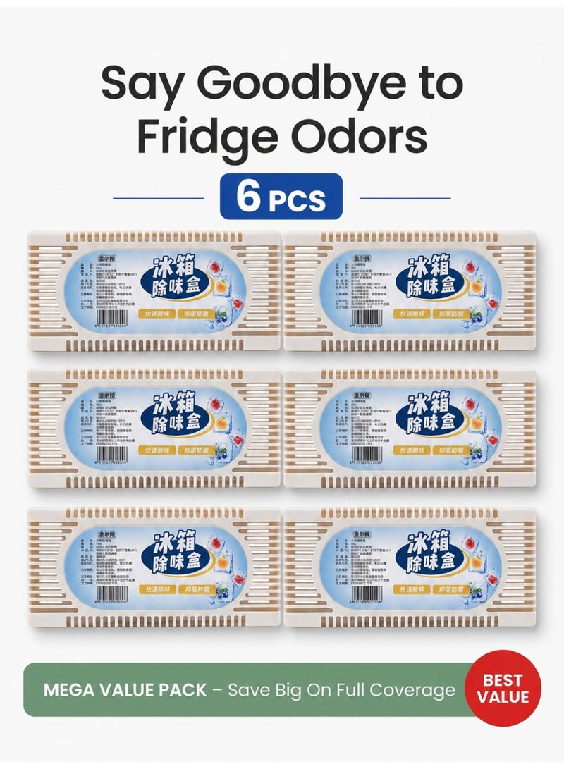 Refrigerator Deodorizer (6 PCS) – Natural Activated Charcoal Odor Eliminator & Moisture Absorber, Keeps Food Fresh Longer, Ideal for Refrigerator, Freezer, Shoe Cabinet & Cat Litter Box - Image 1