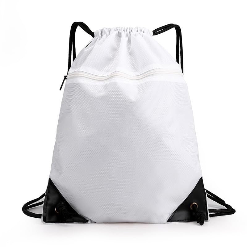 Waterproof Drawstring Backpack - Durable Gym Sackpack for Sports, Hiking, Travel & Camping | Basketball, Swim Bag with Zipper Pocket & Thick Shoulder Straps