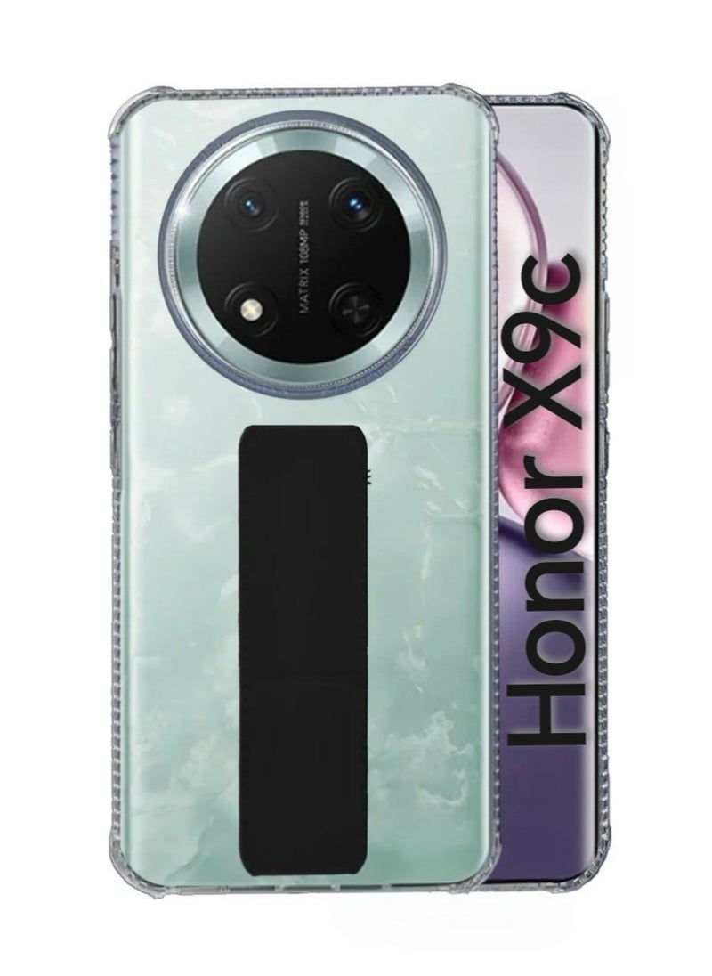 ARMOR Case Cover For Honor X9c With Magnetic Hand Grip 3 in 1 Clear / Black  - Image 1