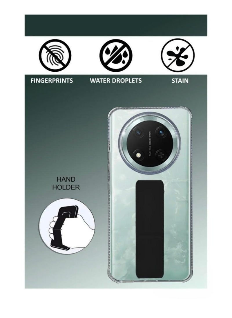 ARMOR Case Cover For Honor X9c With Magnetic Hand Grip 3 in 1 Clear / Black  - Image 2