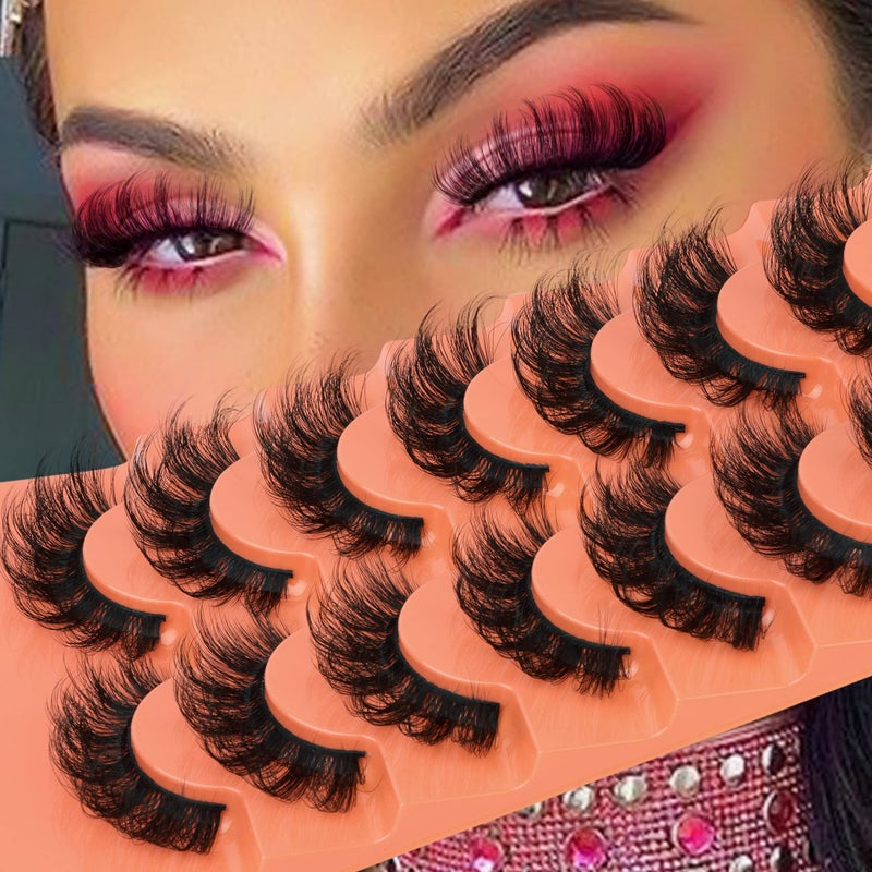 Mink Lashes Fluffy Dramatic Full False Eyelashes Volume Wispy Bushy 18MM Thick Fake Lashes Look Like Eyelash Extensions Pestaas7 Pairs Pack by JIMIRE