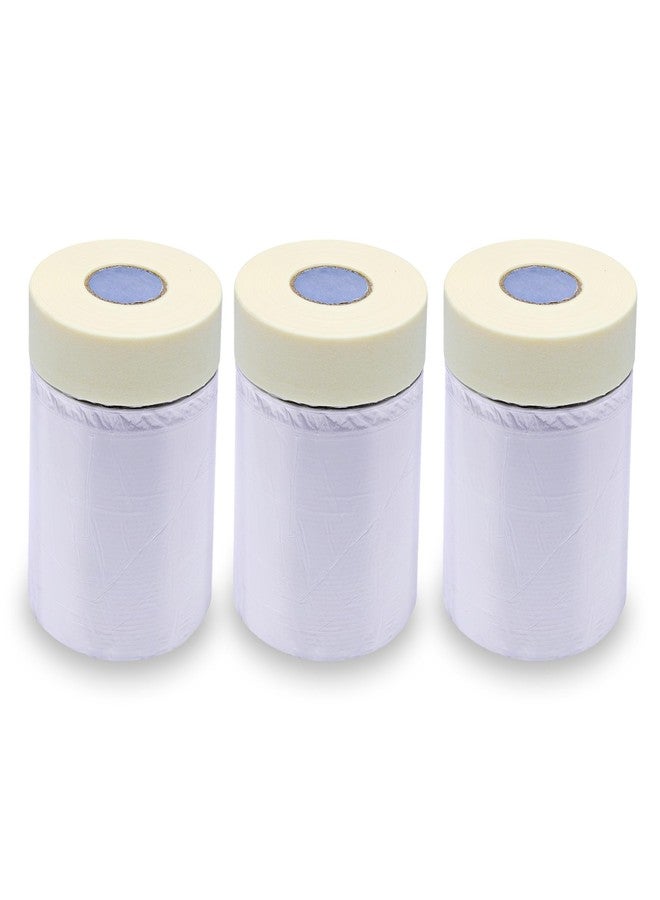 Lichamp غطاء بلاستيكي من Lichamp للطلاء، غشاء لاصق مُلصق مسبقًا، 22 بوصة × 30 ياردة × 3 لفات (90 ياردة إجمالاً)، بلاستيك للرسامين مع شريط لاصق، غشاء شريط لاصق متقدم - Image 1