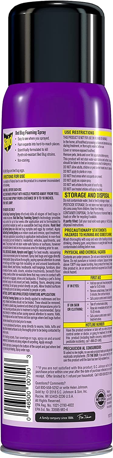 Raid Bed Bug Foaming Spray, for Indoor Use, Non-Staining 16.5 Ounce (Pack of 6) - Image 3