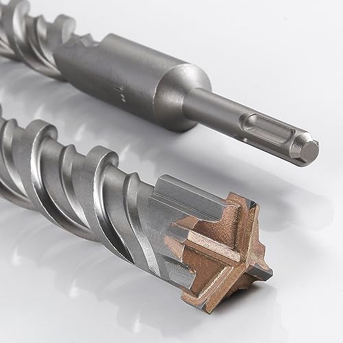 Wensilon 1pc 1" X 8"-6" Cross-Type Double Thread Carbide Drill Bit for Concrete, Brick, Stone, Hammer Drill - Image 2