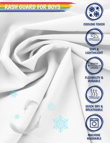 Smarash Boys Rash Guard Long Sleeve Sun Protection UPF50+ T Shirts Rashguard Swim Fishing Surf ShirtsQuick Dry Cool Beach Clothes for Little Kids White Size 8 - Image 4