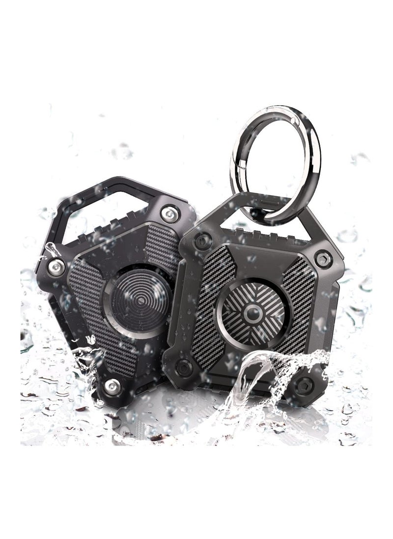 Y&D Airtag Holder Waterproof Case 360° Full Protection Hard Tpu Keychain for Keys Bag Luggage Dog Collar Key Ring Key Backpacks Luggage (2 Pack Black)  - Image 1