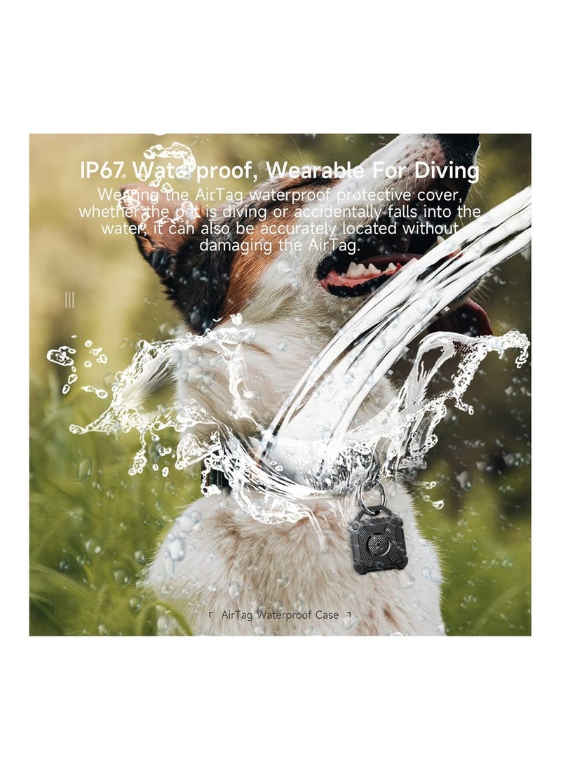 Y&D Airtag Holder Waterproof Case 360° Full Protection Hard Tpu Keychain for Keys Bag Luggage Dog Collar Key Ring Key Backpacks Luggage (2 Pack Black)  - Image 5