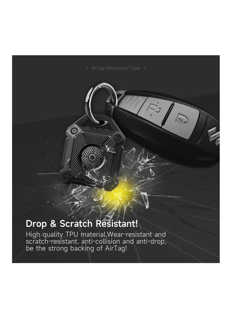 Y&D Airtag Holder Waterproof Case 360° Full Protection Hard Tpu Keychain for Keys Bag Luggage Dog Collar Key Ring Key Backpacks Luggage (2 Pack Black)  - Image 3