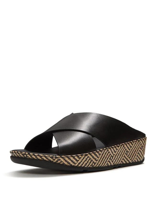 Fitflop  LULU LUX GRAPHIC-WEAVE LEATHER CROSS SLIDES for Women | Best Price UAE