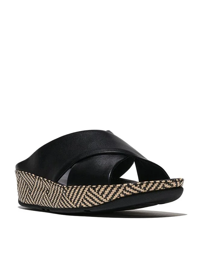 Fitflop  LULU LUX GRAPHIC-WEAVE LEATHER CROSS SLIDES for Women | Best Price UAE