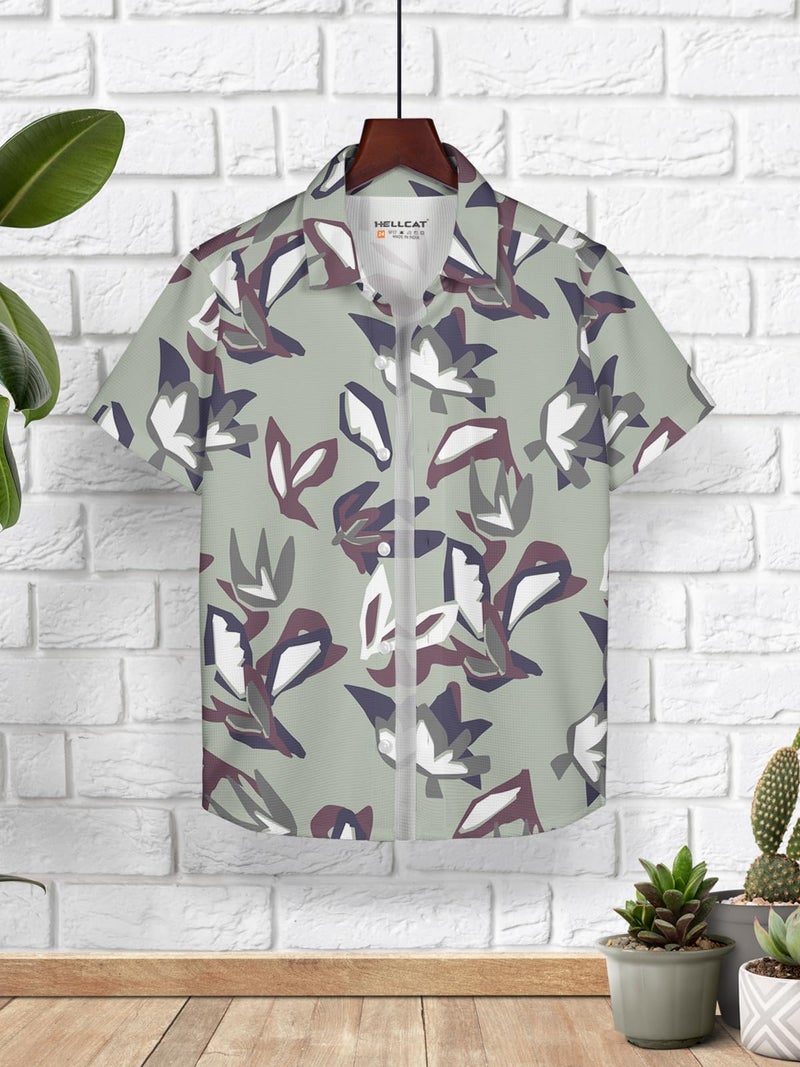 HELLCAT Boys Cotton Blend Olive, Green Trendy Regular Fit Printed Causal Shirt for - Pack of 2_Olive/Green_3-4 Years - Image 3