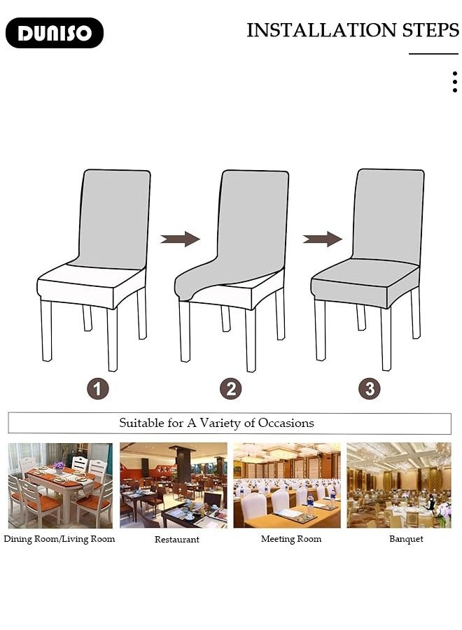 DUNISO 4 Packs Chair Covers, Stretch Dining Chair Slipcovers, Removable Washable Chair Protector, Elastic Chair Protector Seat Covers for Hotel Dining Room Ceremony Banquet Wedding Party - Image 3