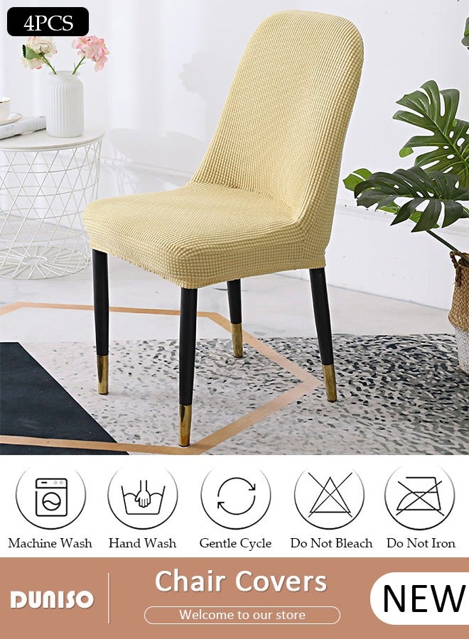 DUNISO 4 Packs Chair Covers, Stretch Dining Chair Slipcovers, Removable Washable Chair Protector, Elastic Chair Protector Seat Covers for Hotel Dining Room Ceremony Banquet Wedding Party - Image 1