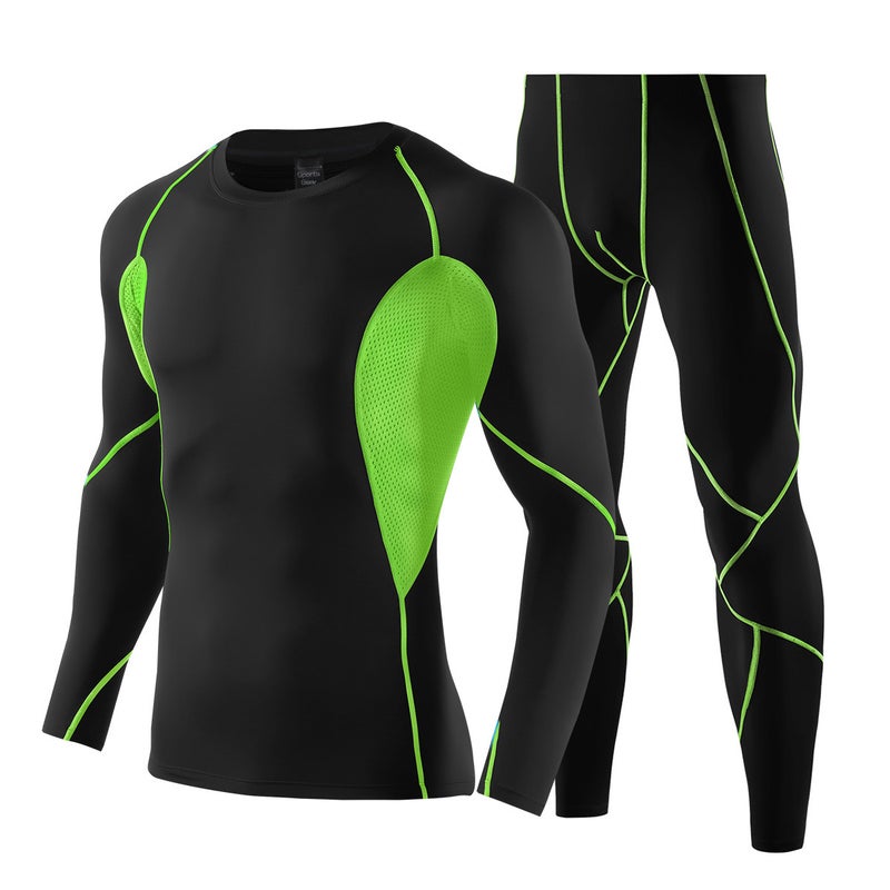 بدلة رياضية للياقة البدنية للرجال - سريعة الجفاف وامتصاص العرق - بدلة تدريب للجسم للرجال - بدلة رياضية للياقة البدنية للرجال بتصميم ضيق ومريح - Image 1