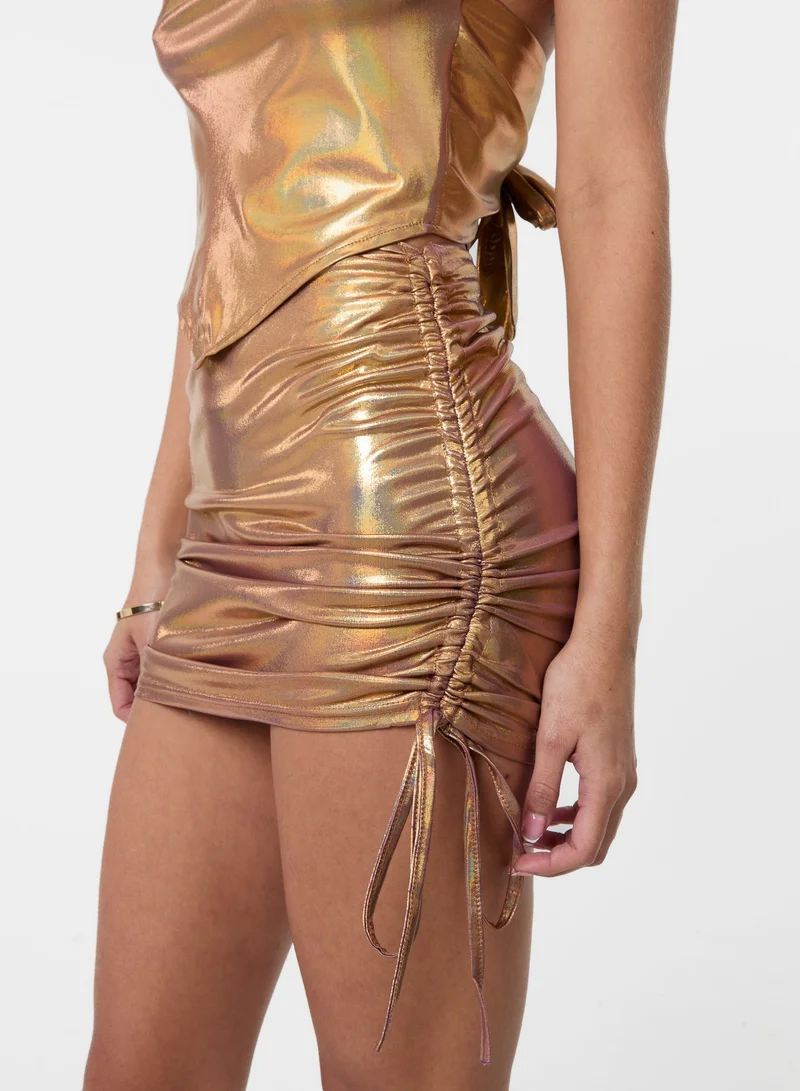 Pink Vanilla  Ruched Skirt With Straps for Women | Best Price UAE