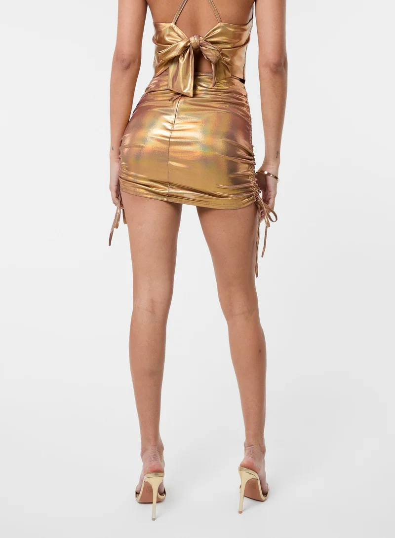 Pink Vanilla Ruched Skirt With Straps