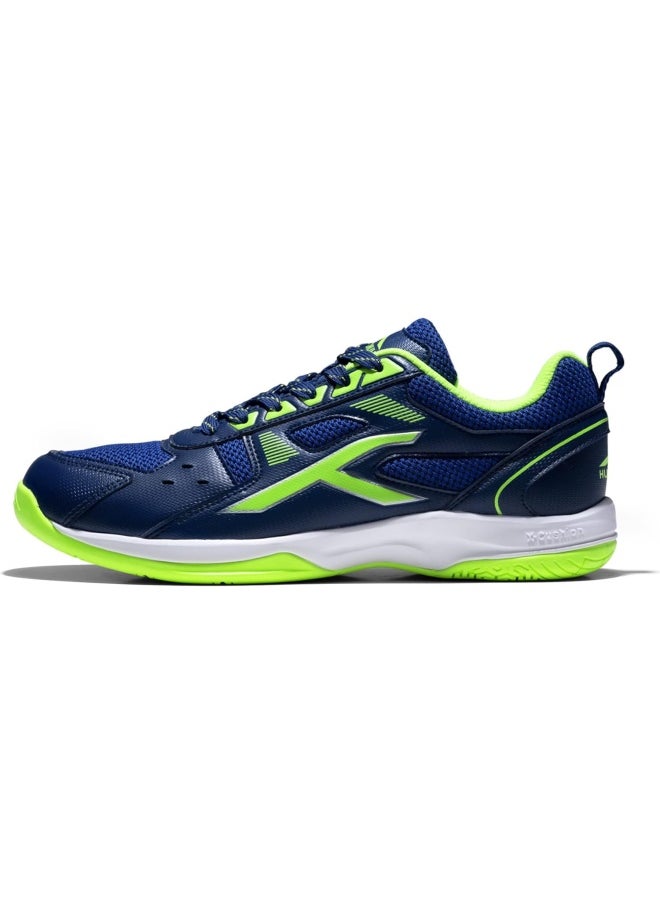 HUNDRED HUNDRED Raze Badminton Shoes (Non Marking) | Lightweight & Durable | X-Cushion, Active Grip Sole, Toe Assist (Navy::Lime, 9UK)  - Image 1