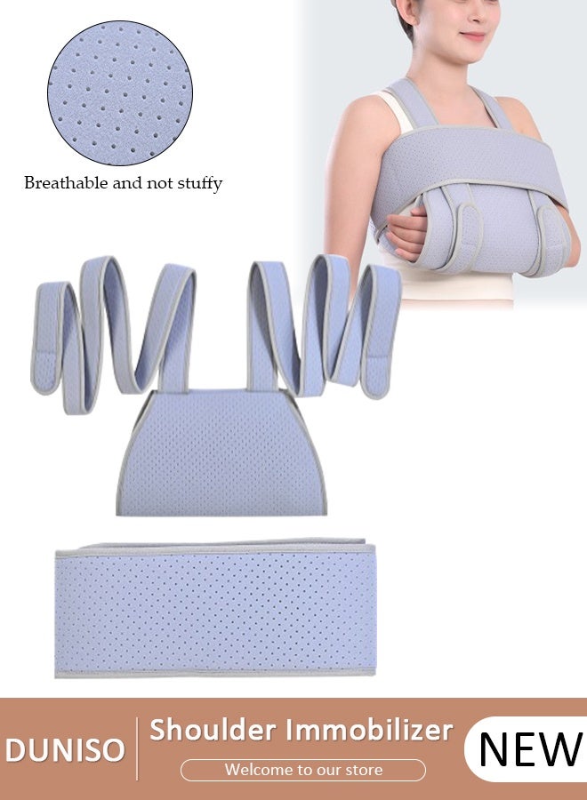 DUNISO Breathable Support Strap for Broken,Shoulder Brace Shoulder Support and Compression Sleeve for Torn Rotator Cuff Dislocated Shoulder Pain Relief, Adjustable Fits Shoulder Brace Immobilizer Strap,Fits Right or Left Shoulder - Image 1