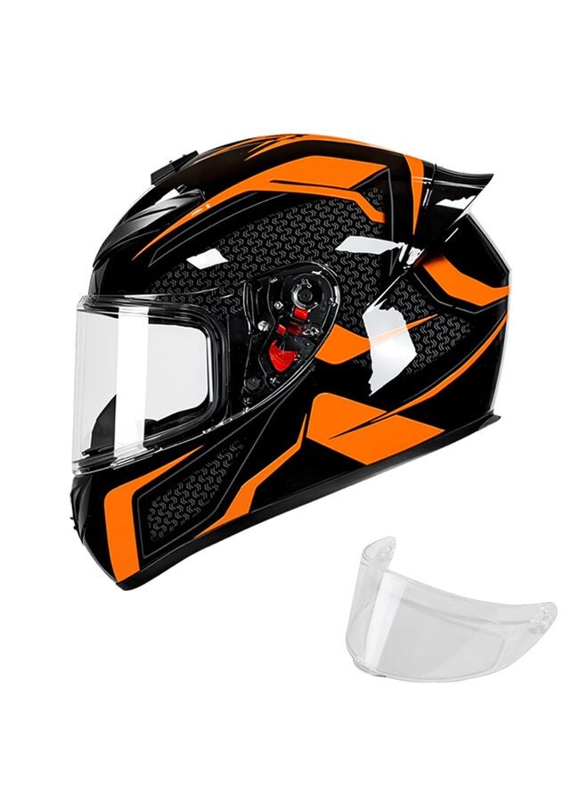 Motorcycle Helmets Full Face Helmet for Men Women, 4-Layer Street Bike Helmet with HD Sunshield PC Visor, ABS Helmet Breathable and Ventilated Motorcycle Helmet for Adults (Orange, L) - Image 1