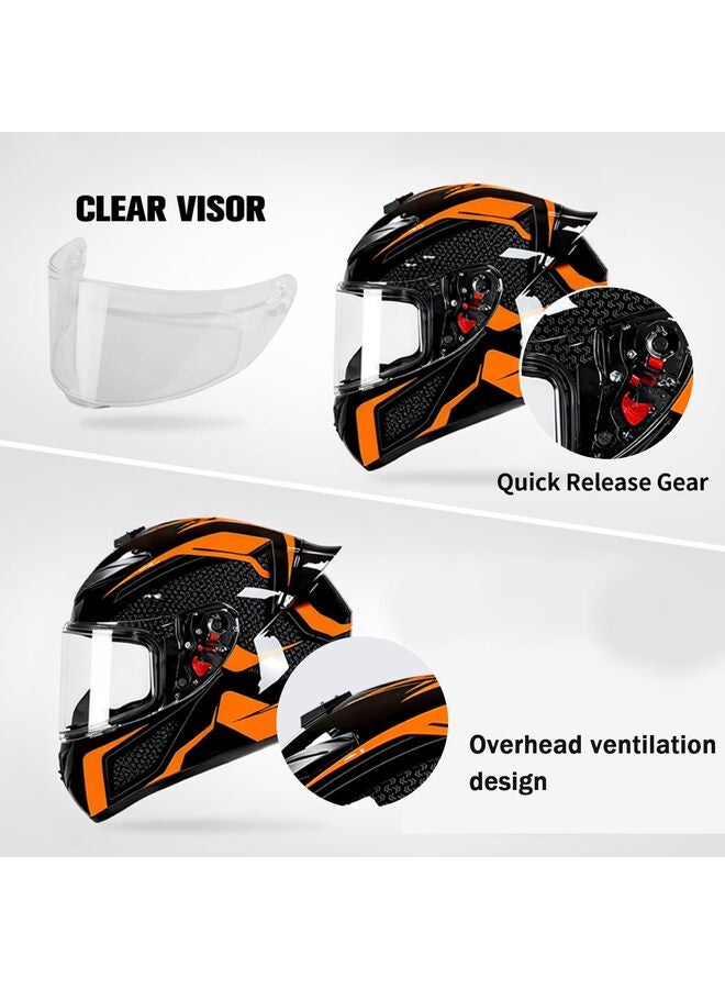 Motorcycle Helmets Full Face Helmet for Men Women, 4-Layer Street Bike Helmet with HD Sunshield PC Visor, ABS Helmet Breathable and Ventilated Motorcycle Helmet for Adults (Orange, L) - Image 4