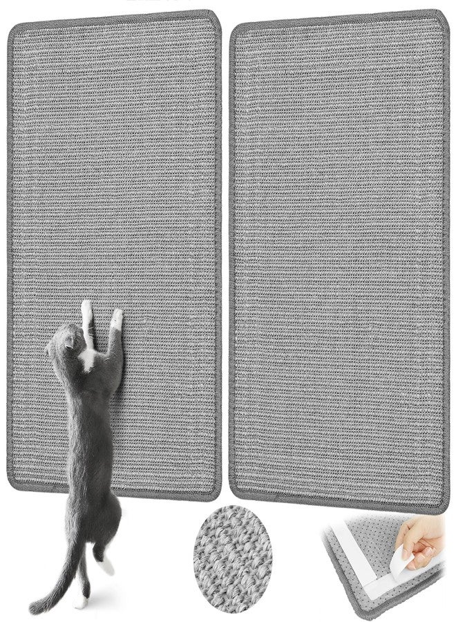 Graciadeco Gray Cat Scratching Mat Sisal, 2 Packs Sisal Fabric Large Cat Scratching Pad for Indoor Cats with Adhesive Hook Loop Tape, Wall Scratchers for Indoor Cats 23.6" x 15.7" - Image 1