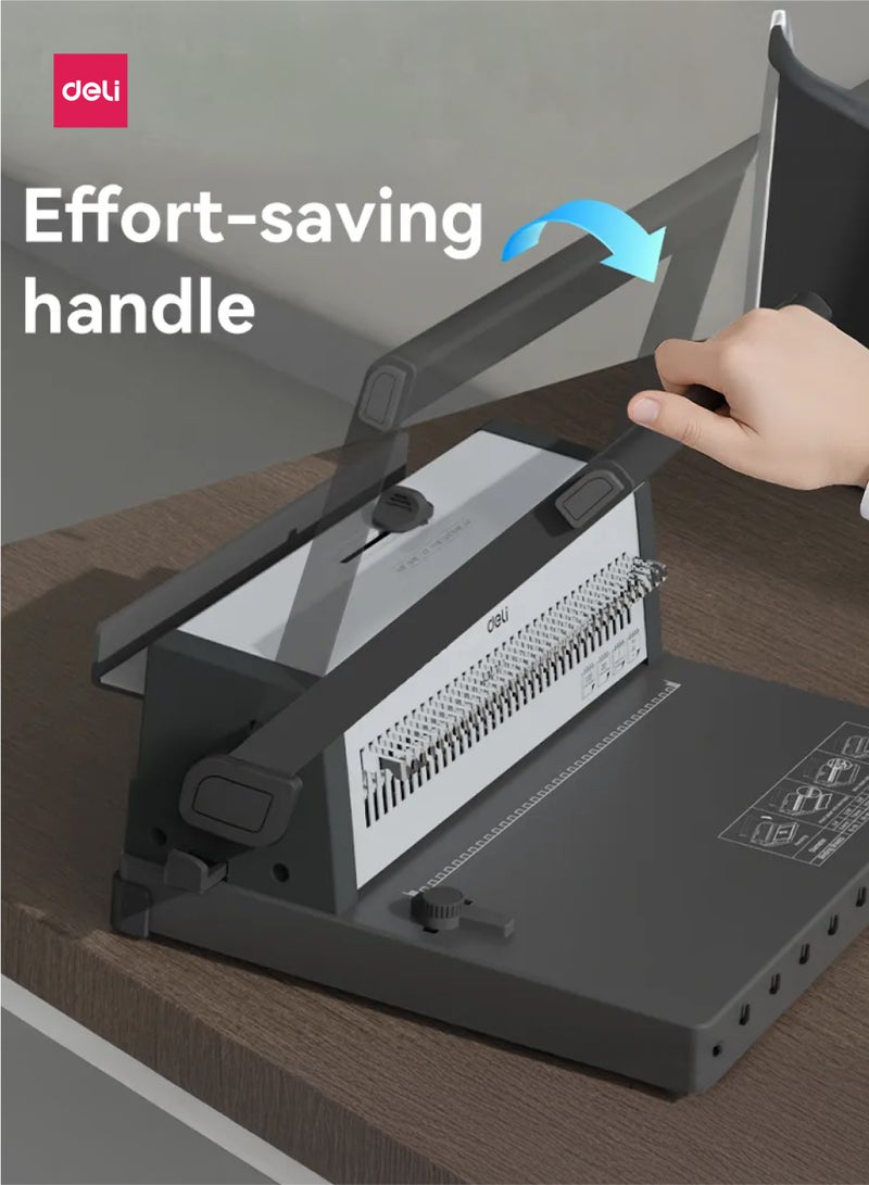 ديلي ماكينة تجليد سلكي معدنية A4 موديل T322D، تثقيب 20 ورقة، سعة تجليد 135 ورقة، تشغيل يدوي قوي - Image 3