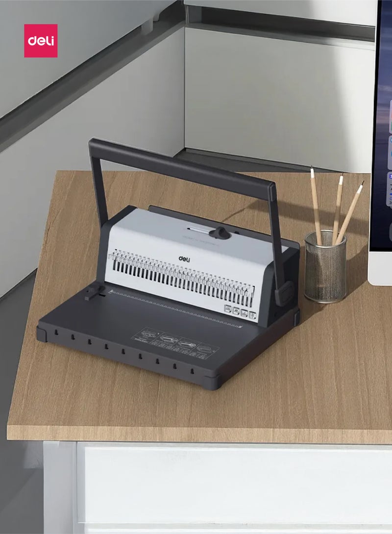 ديلي ماكينة تجليد سلكي معدنية A4 موديل T322D، تثقيب 20 ورقة، سعة تجليد 135 ورقة، تشغيل يدوي قوي - Image 5