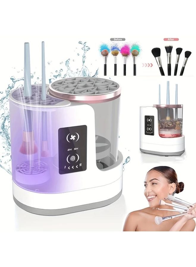 White 3 In 1 Makeup Brush Cleaner And Dryer USB Powered Compact Portable - Image 2