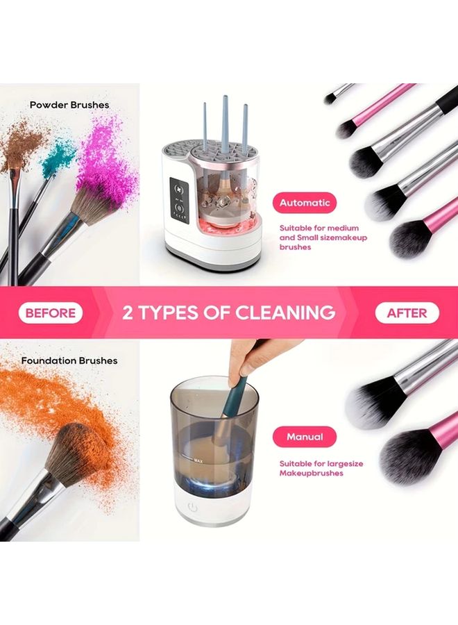 White 3 In 1 Makeup Brush Cleaner And Dryer USB Powered Compact Portable - Image 4
