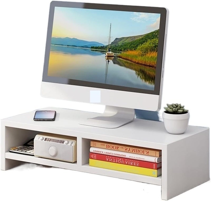 MUGATH 2 Tiers Wooden Monitor Computer Laptop Height Riser Stand with Keyboard StorageGaming Desk for Table Home Office Furniture LargeSpace Saving Desktop Shelf - Image 1