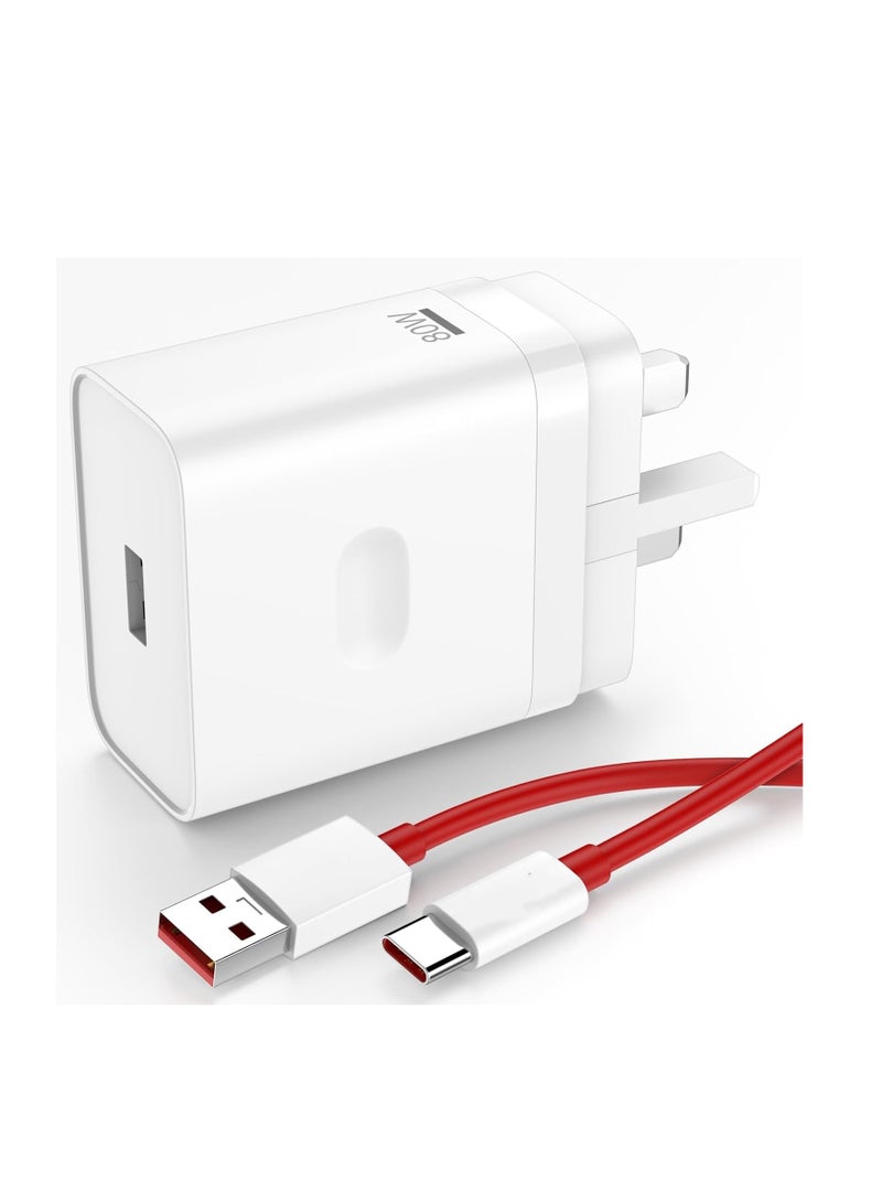 80W SUPERVOOC Charger Compatible with Oppo/Oneplus/Realme, USB Plug Power Adapter Vooc Fast Charger Wall Charger With USB A to USB C Charging Cable 1M for Oppo Find X8 X6 X5 Pro 5G X2 X3 Reno 13 13 - Image 4