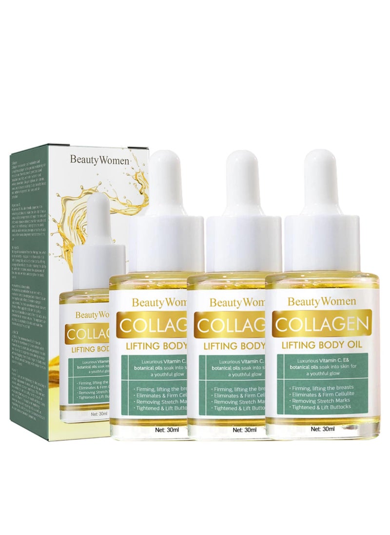 YG LianKai - 3PC Beauty Women Collagen Lifting Body Oil Collagen Lifting Body OilBeauty Lady Collagen Lifting Body OilAnti Aging Collagen Serum for FaceReduces Fine Lines and Wrinkles - Image 1
