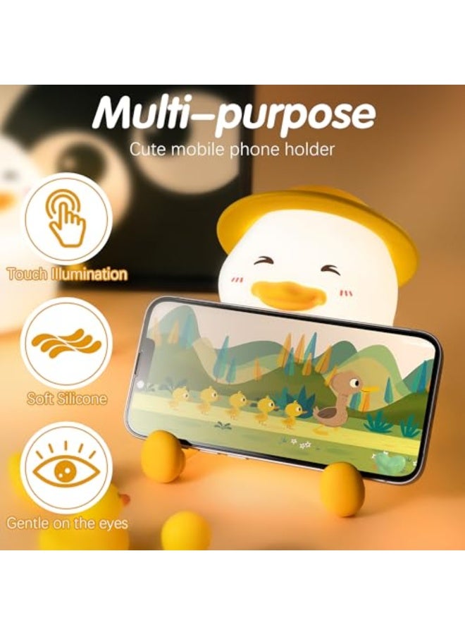 Duck Night Lights for Kids, Touch Cute Lamp, Childrens Silicone Portable LED Night Light with 30 Min Timer & 7 Colors, USB Rechargeable Table Lamp, Christmas Birthday Gift for Children - Image 4