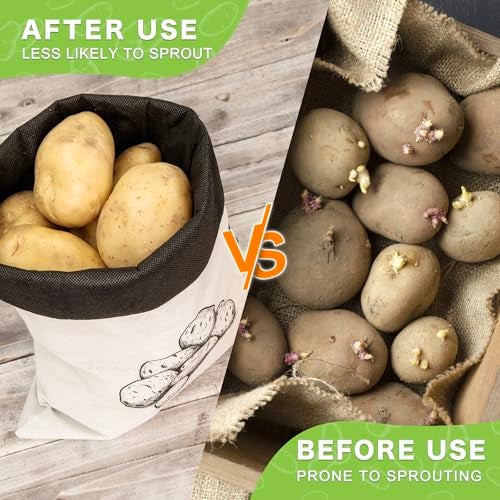 Velvopet Onion Bag, Potato Bag, Vegetable Storage Bags, Reusable 8-Pound Potatoes Storage Bags With Light-Blocking Liner, Drawstring Closure & Side Access For Vegetable Keep Fresh 16"x11.4"(2Pack) - Image 4
