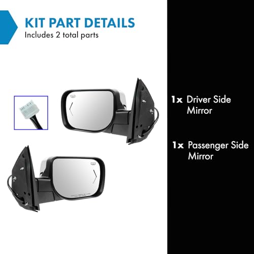 TRQ 2 Piece Driver and Passenger Side Mirror Assembly Set Electric Adjustment Heated Memory Chrome Compatible with 2008-2010 INFINITI QX56 2008-2015 Nissan Armada 2009-2015 TITAN - Image 2