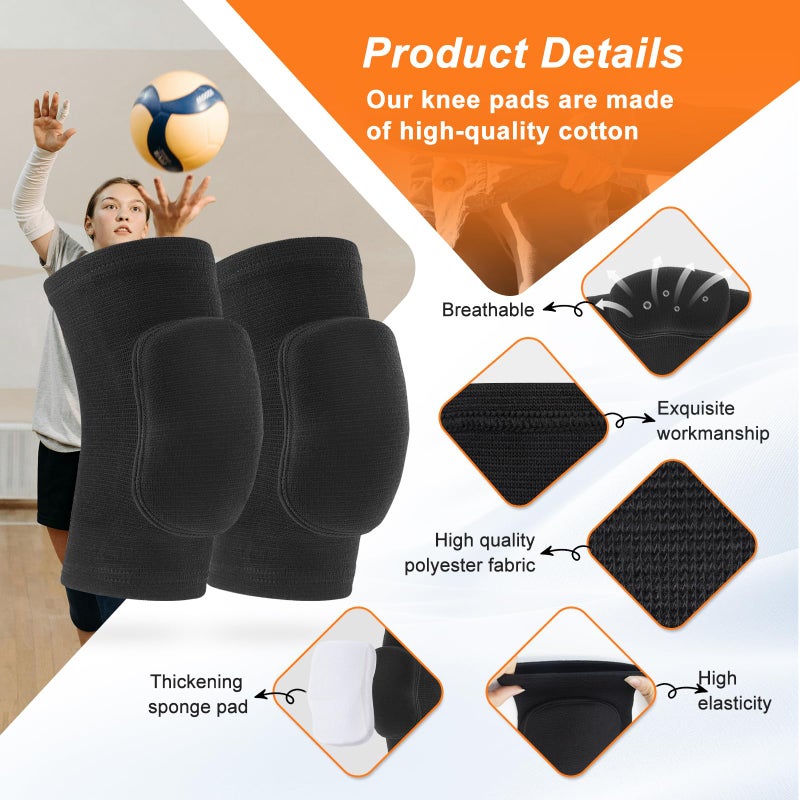 HISFFOG Volleyball Knee Pads for Dancers, Soft Breathable Knee Pads for Men Women Younth Girls Kids Knees Protective, Knee Braces for Volleyball Football Dance Yoga Wrestling Running Cycling - Image 2