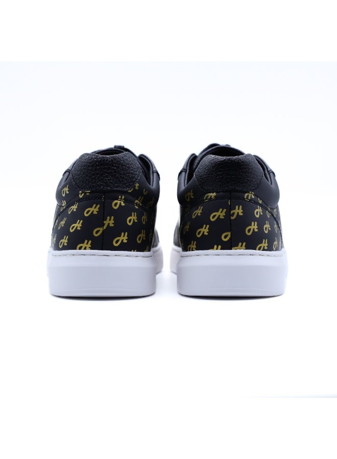 Hoog Shoes for Men Signature Leather Casual Sneakers Black Comfortable Lace Up Everyday Wear - Image 1