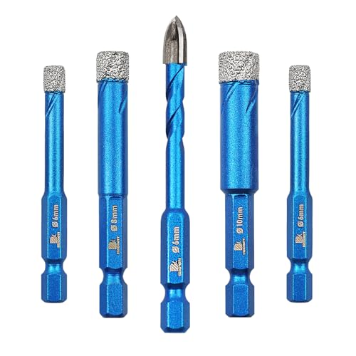 BRSCHNITT Diamond Drill Bit - BRSCHNITT 1/4 1/4 5/16 3/8 inch Masonry Drill Bits Set for Porcelain Tile Ceramic Stone Granite Marble,Hex Shank Diamond Hole Saw Drill Bit(5pcs/Pack). - Image 1