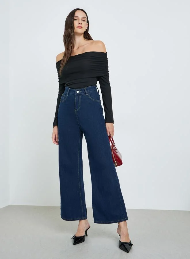 Take Two Black Off-Shoulder Long Sleeve Blouse