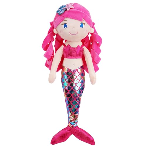 June Garden 15.5" Sparkly Mermaid Larissa - Soft Mermaid Plush Stuffed Doll Gift for Toddler Girls - Image 1