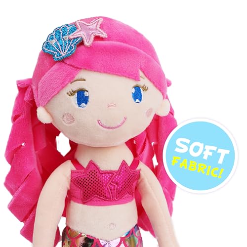 June Garden 15.5" Sparkly Mermaid Larissa - Soft Mermaid Plush Stuffed Doll Gift for Toddler Girls - Image 3