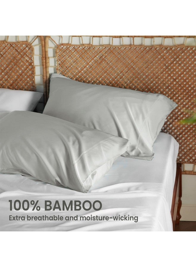 Mush Bamboo Pillow Cover Set of 2 | 400 TC | 100% Bamboo Pillow Cover for Hair & Skin | Breathable, Silky Soft & Envelope Pillowcases for Hot Sleepers & Night Sweats | 17"x27" (Silver Mist, King) - Image 2