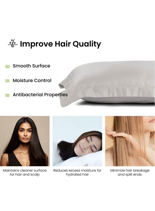 Mush Bamboo Pillow Cover Set of 2 | 400 TC | 100% Bamboo Pillow Cover for Hair & Skin | Breathable, Silky Soft & Envelope Pillowcases for Hot Sleepers & Night Sweats | 17"x27" (Silver Mist, King) - Image 5