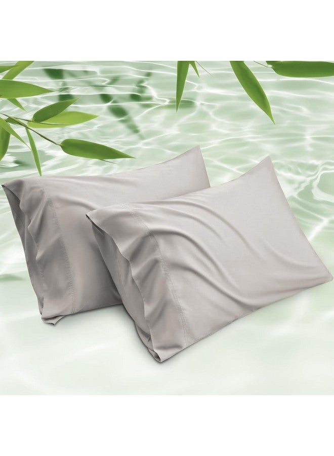 Mush Bamboo Pillow Cover Set of 2 | 400 TC | 100% Bamboo Pillow Cover for Hair & Skin | Breathable, Silky Soft & Envelope Pillowcases for Hot Sleepers & Night Sweats | 17"x27" (Silver Mist, King) - Image 1