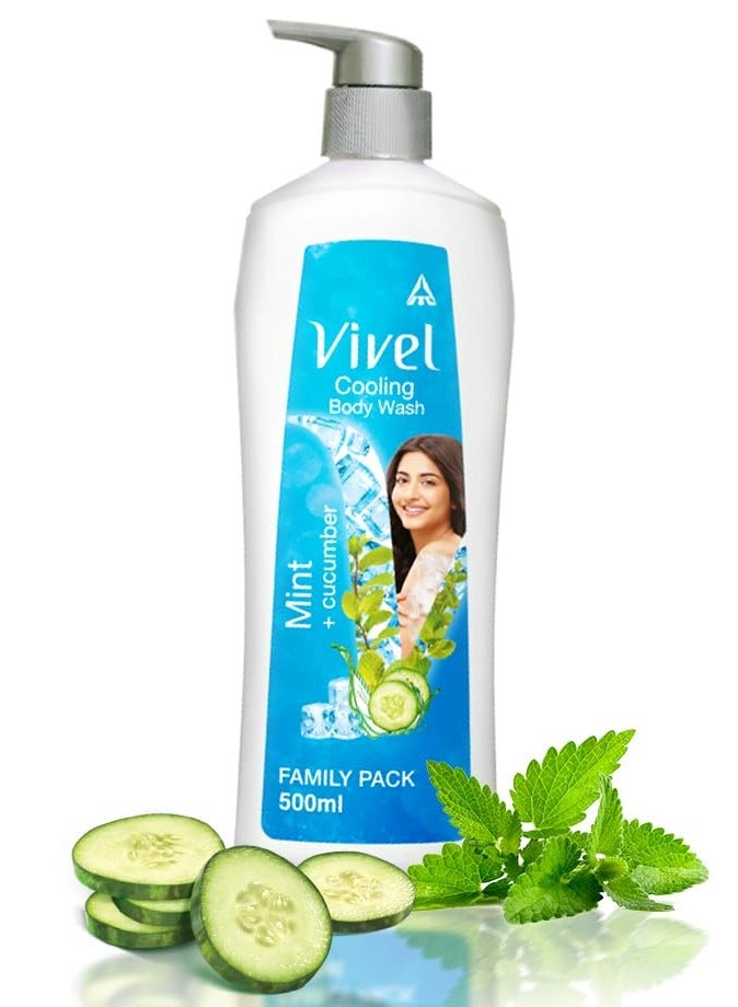 Vivel Body Wash, Mint & Cucumber Shower Creme, Cooling and Moisturising - Image 1