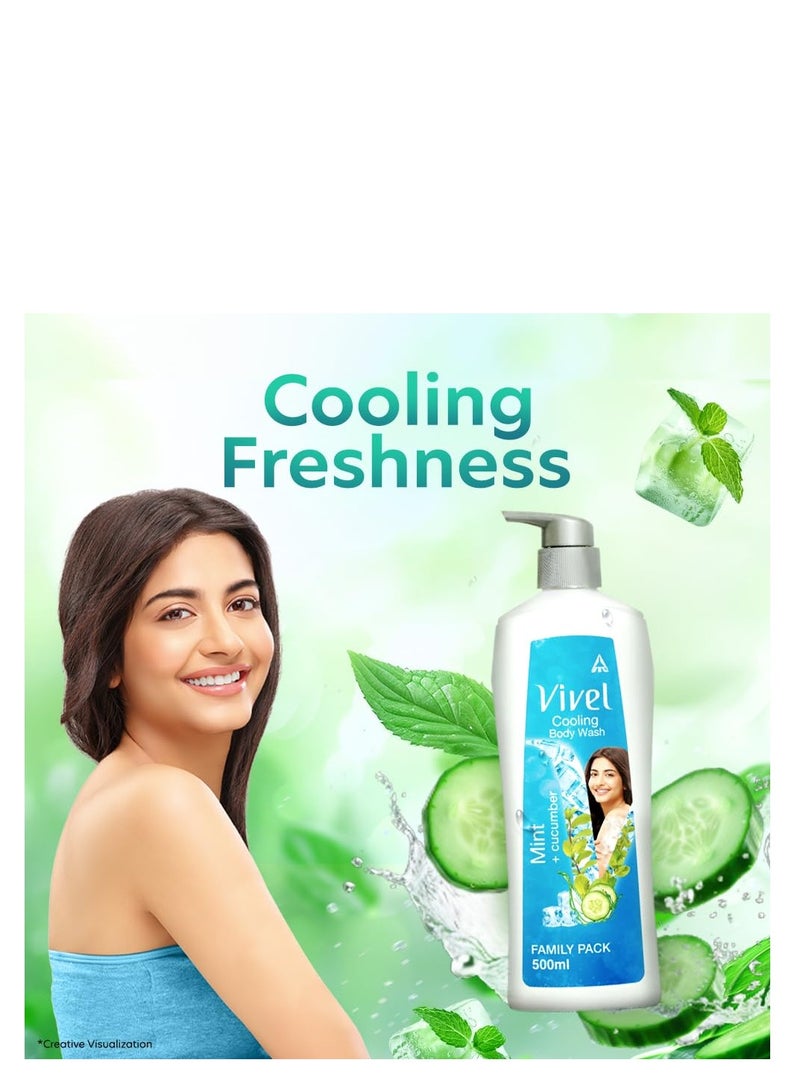 Vivel Body Wash, Mint & Cucumber Shower Creme, Cooling and Moisturising - Image 2
